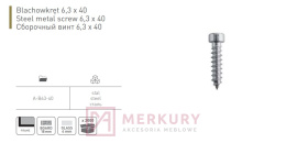 Blachowkręt A-B63-40, 6,3x40mm MERKURY Akcesoria Meblowe