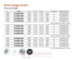 Kosz Cargo Maxi 6-poziomowy W-5600, srebrny, H-1910-2110mm, 300mm MERKURY Akcesoria Meblowe