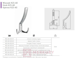 Wieszak meblowy GTV A0 K23 aluminium mat MERKURY Akcesoria Meblowe