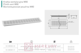 KK-W80 Kratka wentylacyjna, aluminium mat, GTV, sklep internetowy MERKURY Akcesoria Meblowe Mariusz Adamczyk