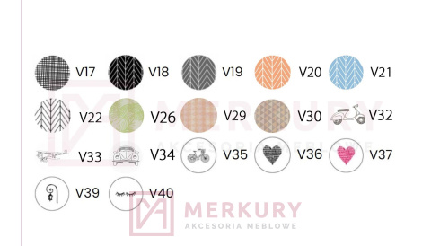 Gałka meblowa drewniana GD08 V18 biała jodełka na czarnym tle MERKURY Akcesoria Meblowe