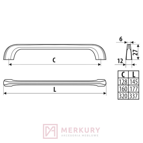 UU05 Uchwyt meblowy, złoty połysk, GAMET, sklep internetowy MERKURY Akcesoria Meblowe Mariusz Adamczyk