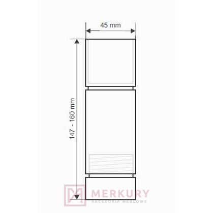 Nóżka meblowa regulowana NMK H-150mm, czarny połysk, sklep internetowy MERKURY Akcesoria Meblowe Mariusz Adamczyk