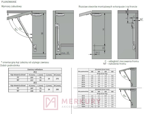 Podnośnik gazowy NEO 100N, fi 15mm, szary antracyt, GTV, sklep internetowy MERKURY Akcesoria Meblowe Mariusz Adamczyk