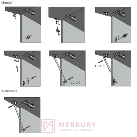 Podnośnik gazowy NEO 120N, fi 15mm, szary antracyt, GTV, sklep internetowy MERKURY Akcesoria Meblowe Mariusz Adamczyk