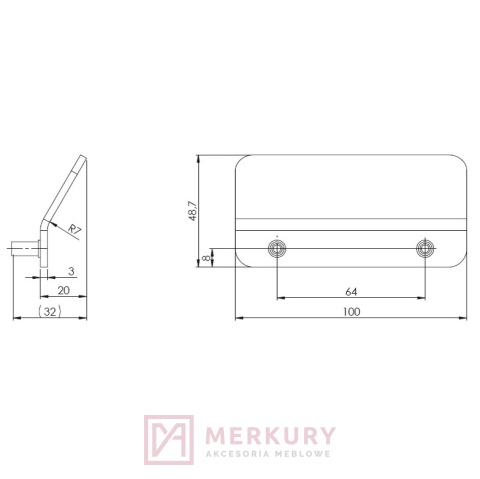 Uchwyt meblowy SEA, czarny mat, NOMET, sklep internetowy MERKURY Akcesoria Meblowe Mariusz Adamczyk