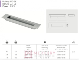 Uchwyt meblowy wpuszczany UZ-E6, aluminium mat, 160mm