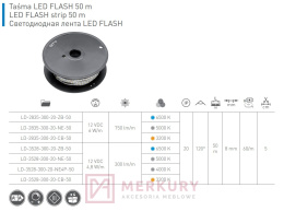 Taśma Flash LED 3528 300LED 8mm 24W/5m bez żelu, zimny biały, rolka 50m