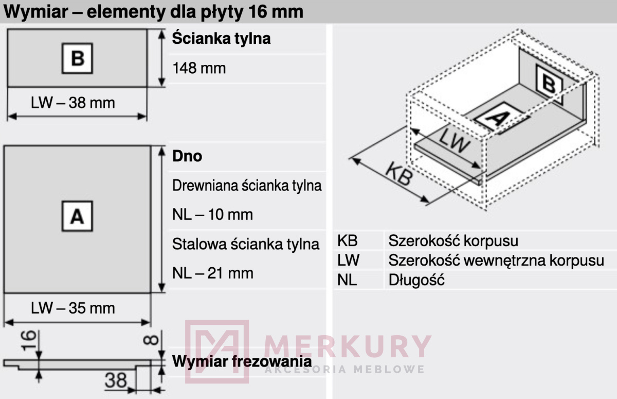 Boki szuflady LEGRABOX BLUM 770C6002S, wys."C", antracyt, 600mm SKLEP INTERNETOWY MERKURY AKCESORIA MEBLOWE