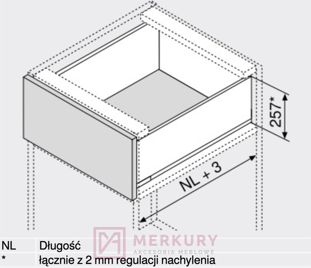 Boki szuflady LEGRABOX BLUM 770F4502S, wys."F", antracyt, 450mm SKLEP INTERNETOWY MERKURY AKCESORIA MEBLOWE