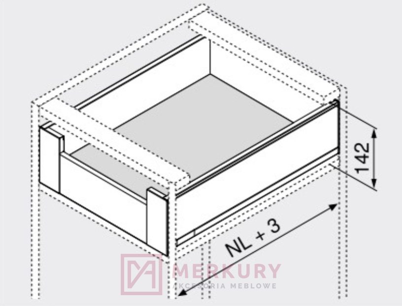 Boki szuflady LEGRABOX BLUM 770K4502S, wys."K", biały, 450mm SKLEP INTERNETOWY MERKURY AKCESORIA MEBLOWE
