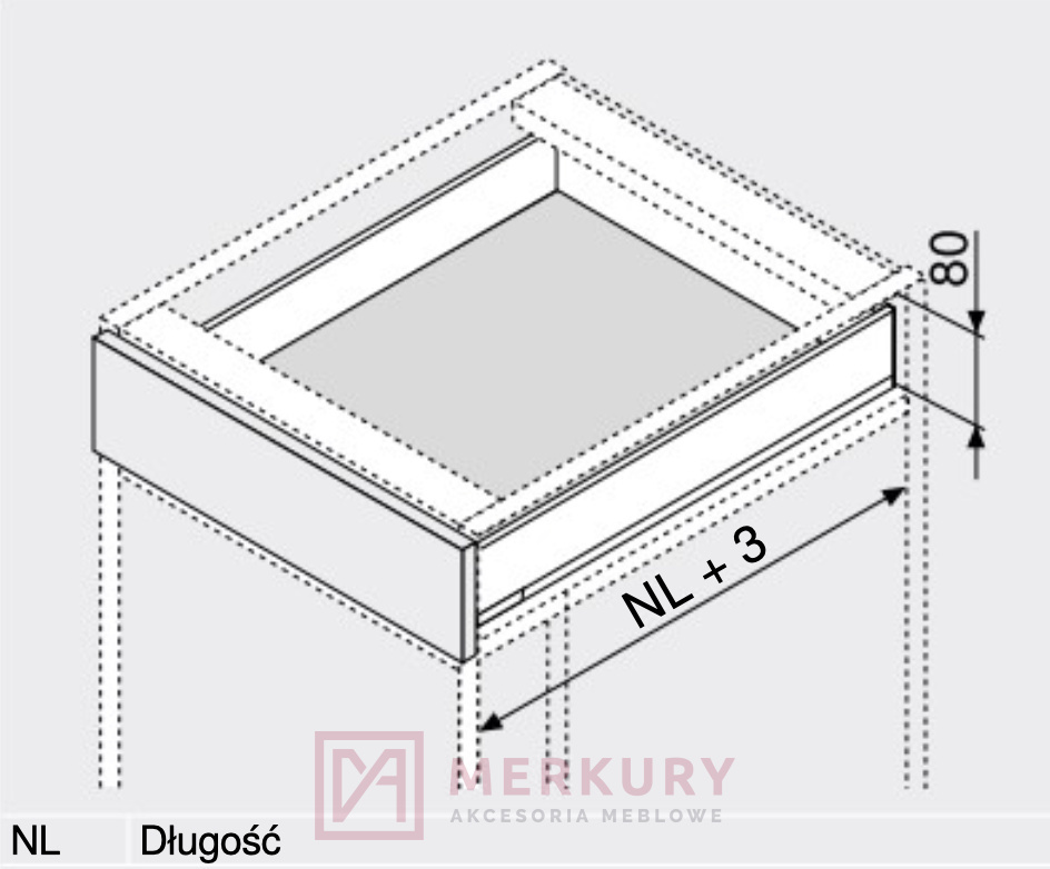 Boki szuflady LEGRABOX BLUM 770N5002S, wys."N", antracyt, 500mm SKLEP INTERNETOWY MERKURY AKCESORIA MEBLOWE