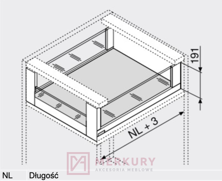 Boki szuflady LEGRABOX BLUM 780C4502S, wys."C", biały, 450mm SKLEP INTERNETOWY MERKURY AKCESORIA MEBLOWE