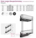 Kosz Cargo dwupoziomowy W-2333M, srebrny, montaż boczny prawy, 150mm SKLEP INTERNETOWY MERKURY AKCESORIA MEBLOWE