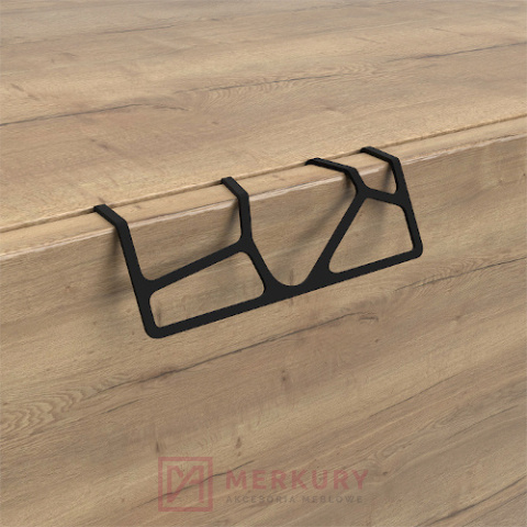 Uchwyt krawędziowy PRATO asymetryczny, czarny mat, NOMET, sklep internetowy MERKURY Akcesoria Meblowe Mariusz Adamczyk