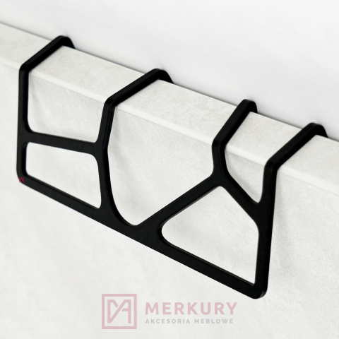 Uchwyt krawędziowy PRATO asymetryczny, czarny mat, NOMET, sklep internetowy MERKURY Akcesoria Meblowe Mariusz Adamczyk