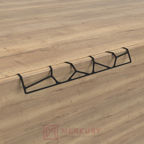 Uchwyt krawędziowy PRATO asymetryczny, czarny mat, NOMET, sklep internetowy MERKURY Akcesoria Meblowe Mariusz Adamczyk