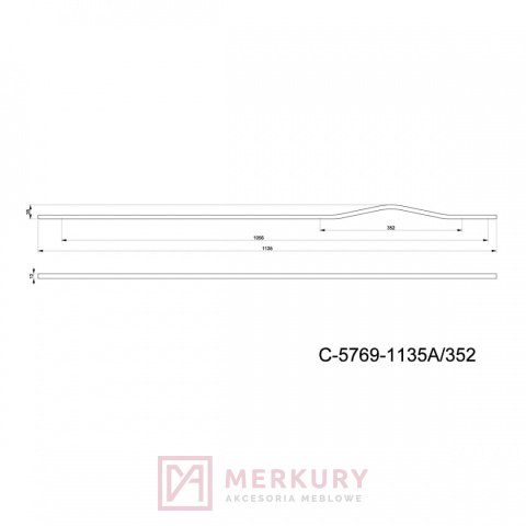 Uchwyt meblowy APRO C-5769 asymetryczny, złoty połysk, 352/1135mm NOMET SKLEP INTERNETOWY MERKURY AKCESORIA MEBLOWE