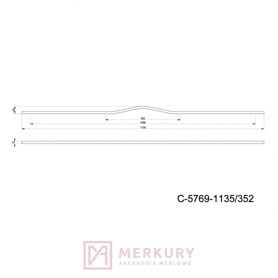Uchwyt meblowy APRO C-5769 symetryczny, złoty połysk, 352/1135mm NOMET SKLEP INTERNETOWY MERKURY AKCESORIA MEBLOWE