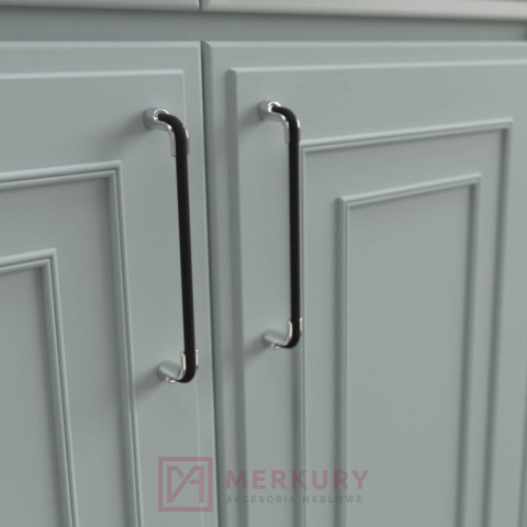 Uchwyt meblowy HERMES C-6519, czarny mat/chrom połysk, 320mm SKLEP INTERNETOWY MERKURY AKCESORIA MEBLOWE