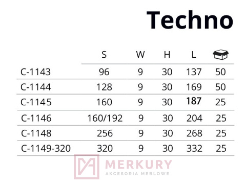 Uchwyt meblowy TECHNO MERKURY Akcesoria Meblowe Mariusz Adamczyk