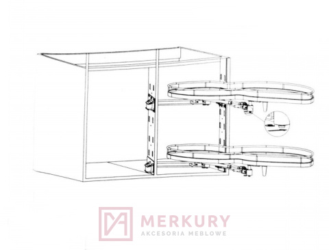 Kosz do szafki narożnej nerka lemans 500/1000 prawy merkury akcesoria meblowe sklep.merkuryam.pl