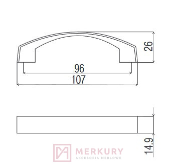 Uchwyt meblowy DC D721 czarny połysk 192mm MERKURY Akcesoria Meblowe