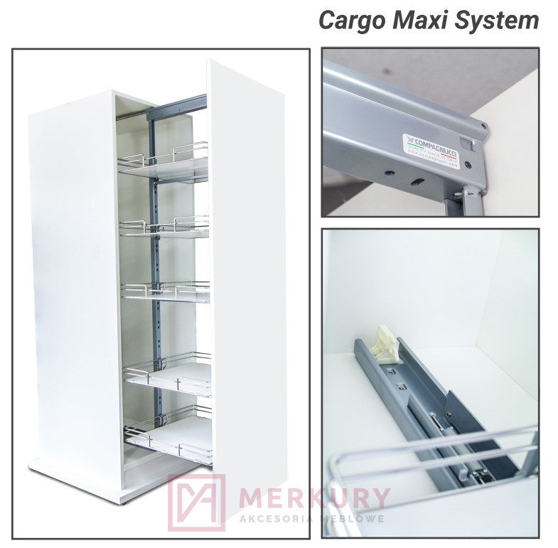 Kosz Cargo Maxi 6-poziomowy antracyt 300mm H-1700-1900mm MERKURY Akcesoria Meblowe