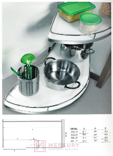 Kosz do szafki narożnej nerka RGV GIRASOLLO lewy 400 biały MERKURY Akcesoria Meblowe