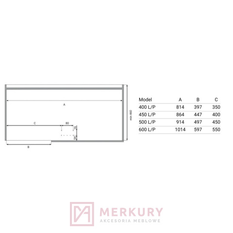 Kosz do szafki narożnej nerka RGV GIRASOLLO lewy 400 biały MERKURY Akcesoria Meblowe