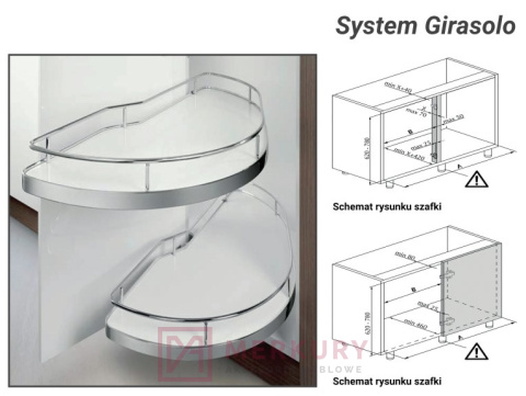 Kosz do szafki narożnej nerka RGV GIRASOLLO lewy 400 biały MERKURY Akcesoria Meblowe