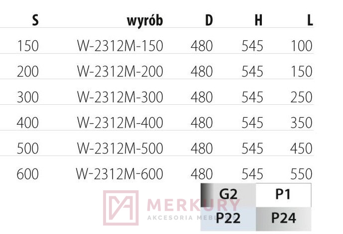 Kosz cargo 3-poziomowe NOMET W-2312M srebrny mocowanie dolne 200mm MERKURY Akcesoria Meblowe