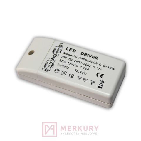 Zasilacz napięciowy do LED driver ZN-DR 12W MERKURY Akcesoria Meblowe
