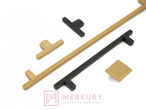 Gałka relingowa prążkowana GABIO, złoty mat, 35x35mm