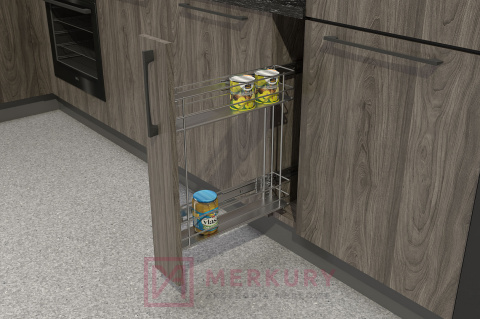 Półka do kosza cargo mini z mocowaniem dolnym W-2360-200, srebrny 200mm, MERKURY Akcesoria Meblowe