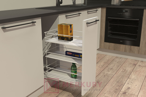 Półka do kosza cargo mini z mocowaniem dolnym W-2360-200, srebrny 200mm, MERKURY Akcesoria Meblowe