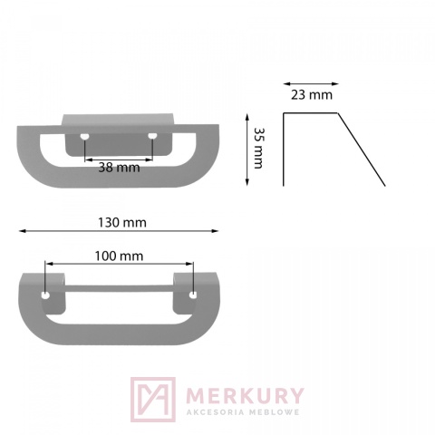 Uchwyt krawędziowy GALAXY czarny mat 100mm MERKURY Akcesoria Meblowe