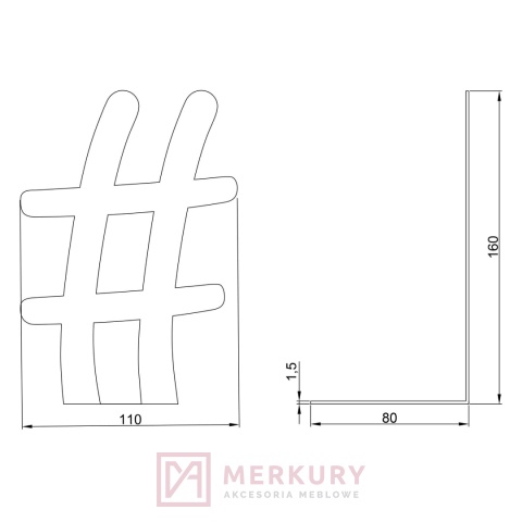 Podpórka pod półkę HASHTAG CUBE czarny mat 160x110mm MERKURY Akcesoria Meblowe