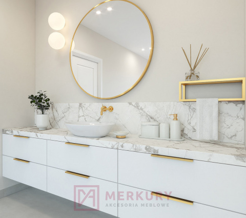 Uchwyt meblowy krawędziowy U9 złoty mat 250mm MERKURY Akcesoria Meblowe