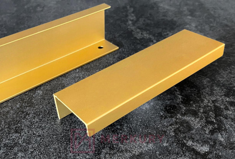 Uchwyt meblowy krawędziowy U9 złoty mat 250mm MERKURY Akcesoria Meblowe