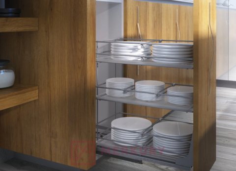 Kosz Cargo mini 3-poziomowy W-2332M, montaż dolny, antracyt, 600mm MERKURY Akcesoria Meblowe