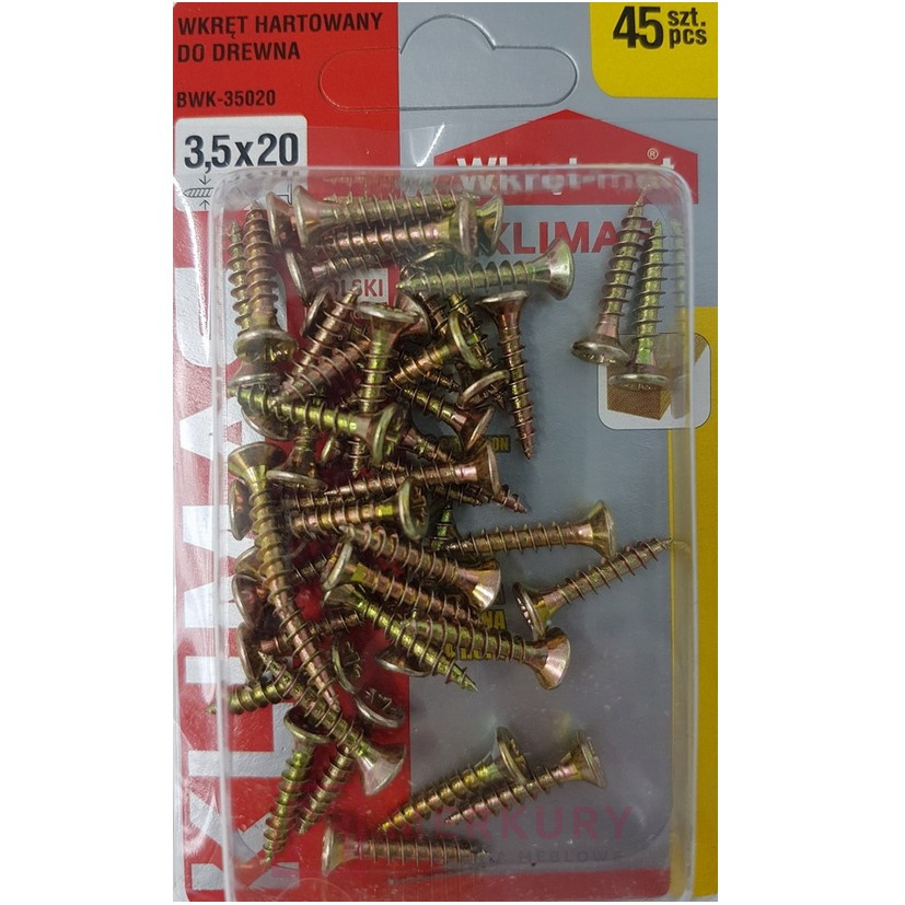 Wkręty do drewna hartowane 3,5x20 BWK, blister, 45szt