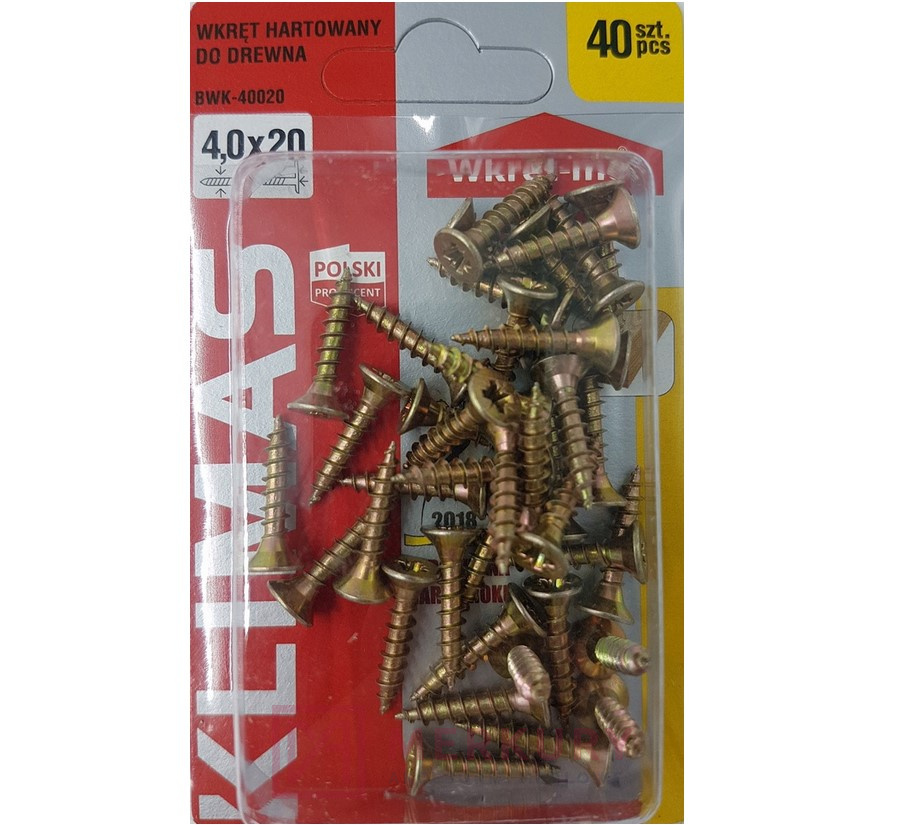 Wkręty do drewna hartowane 4,0x20 BWK, blister, 40szt