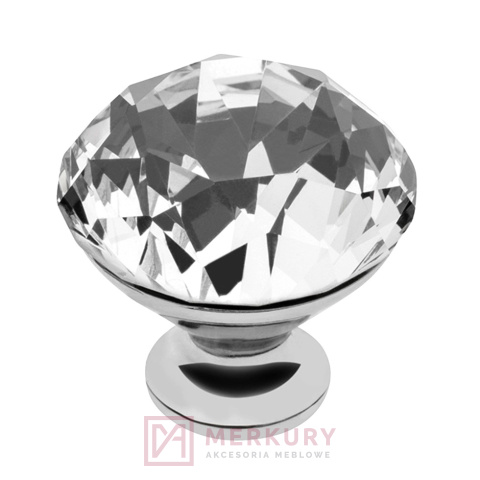 Gałka meblowa kryształowa GTV CRPB30 biały kryształ chrom połysk MERKURY Akcesoria Meblowe