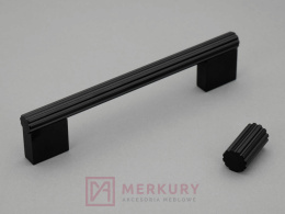 Uchwyt meblowy prążkowany STRIPES czarny mat 128mm MERKURY Akcesoria Meblowe