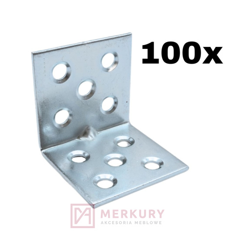 100x Kątownik łącznik meblowy 40x40x40mm MERKURY Akcesoria Meblowe