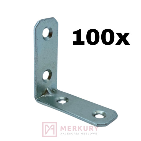 100x Kątownik łącznik meblowy 50x50x20mm MERKURY Akcesoria Meblowe