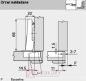 Zawias meblowy nakładany do drzwi profilowanych BLUM 70T9550.TL TIP-ON 95° bez sprężyny MERKURY Akcesoria Meblowe