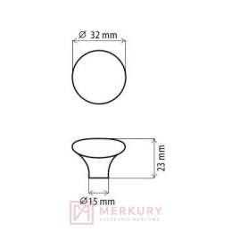 Gałka meblowa DG20 porcelana mleczna fi 32mm MERKURY Akcesoria Meblowe