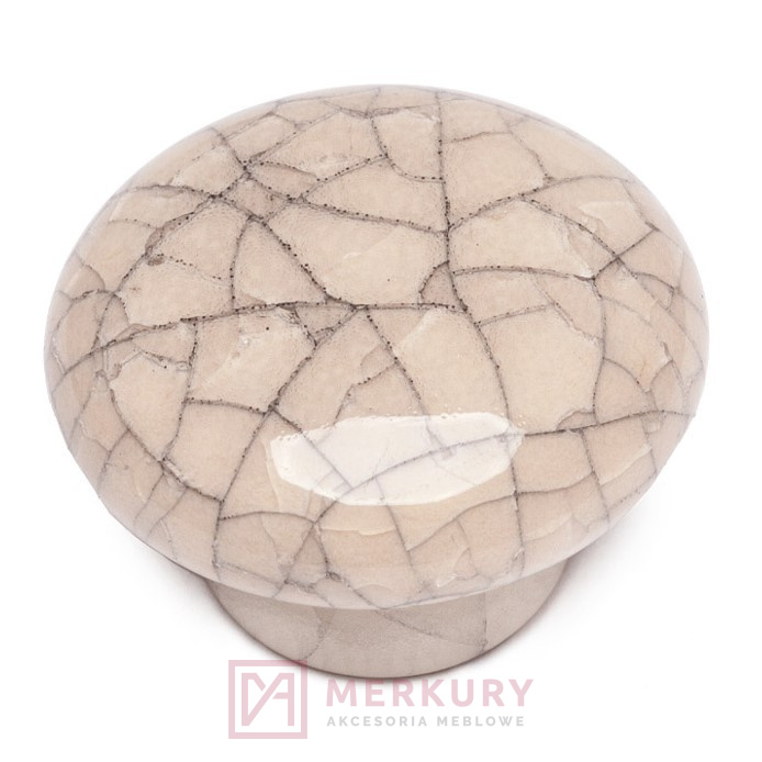 Gałka meblowa DG20, porcelana mleczna z pęknięciami, fi 37mm